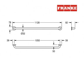 BARRA SUJECION 105cm ACERO INOX CONTINA FRANKE